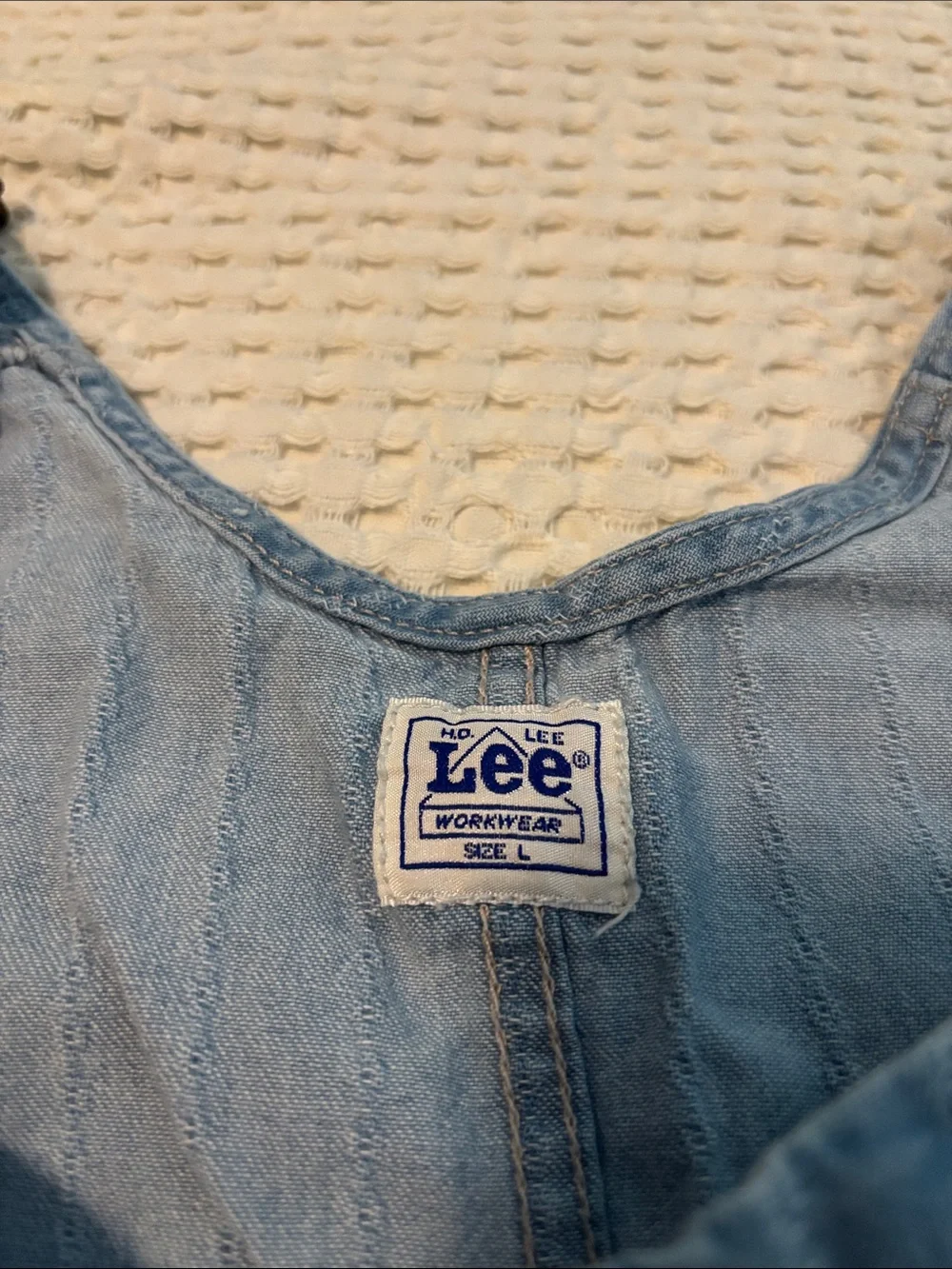 Lee Workwear Light Wash Denim Overalls Dress Jumper Sz L